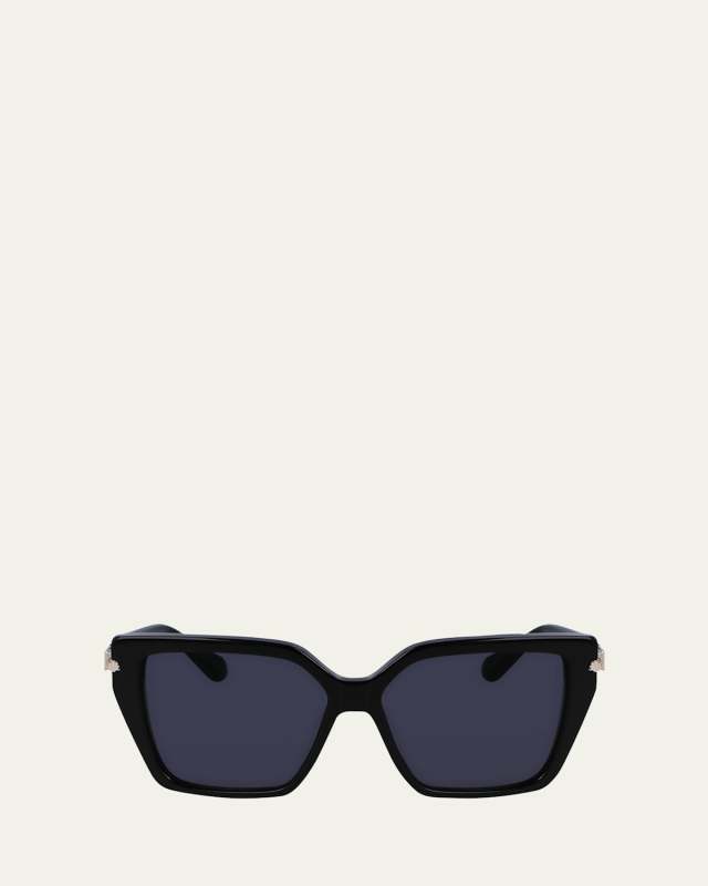 Logo Acetate & Metal Butterfly Sunglasses